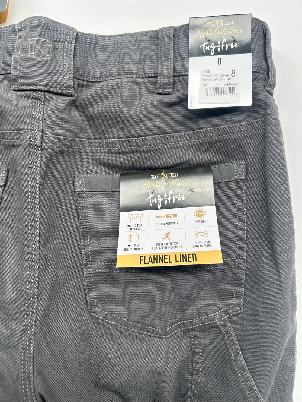 Noble Outfitters Tug-Free Flannel-Lined Women's Work Pants - Asphalt (Size 8)